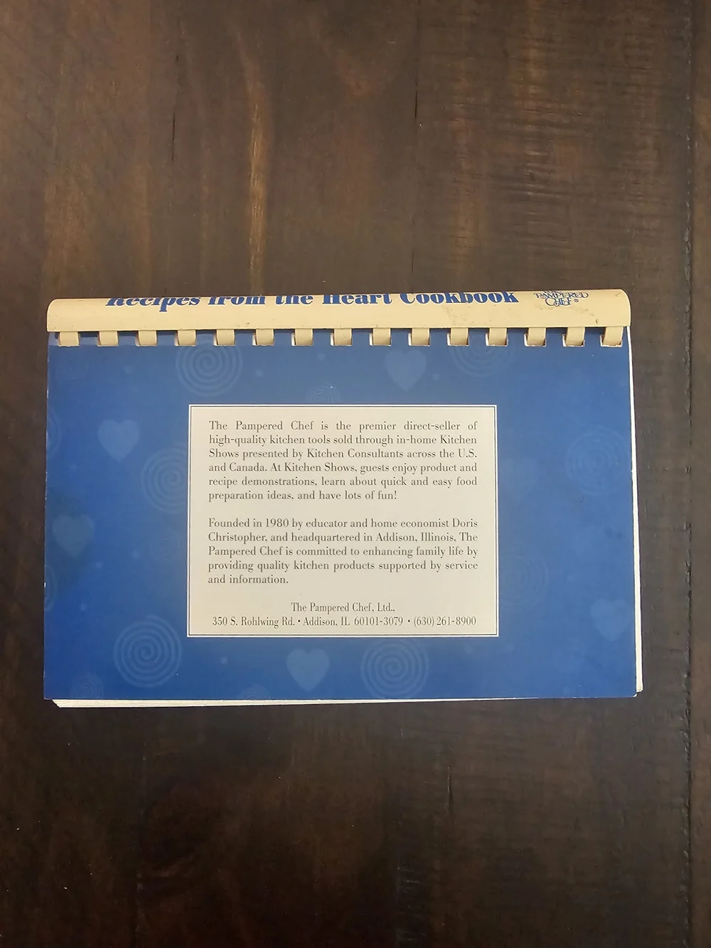 The Pampered Chef Blue Spiral 'Recipes from the Heart Cookbook'